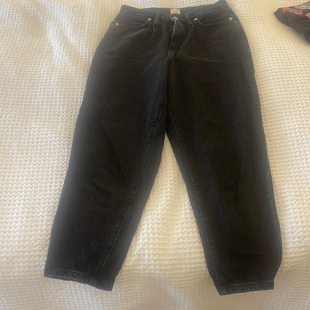 A new Day black denim paper bag style jeans